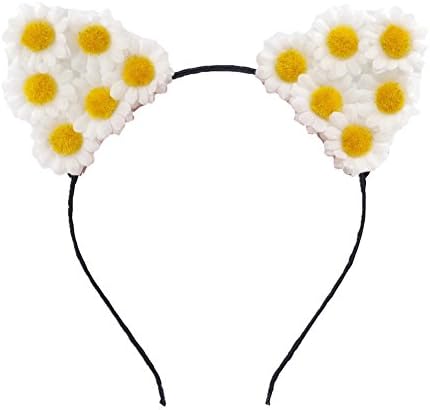 Merroyal Daisy Cat Ears Flower Headband Hairband Hen Party Bride Hair Fancy Dress