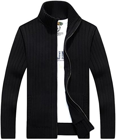 Zhongjue ジュージェン メンズ ニット アウター ファスナー ジップアップ カジュアル カーディガン 無地 黒 グレー ジャケット 春 秋
