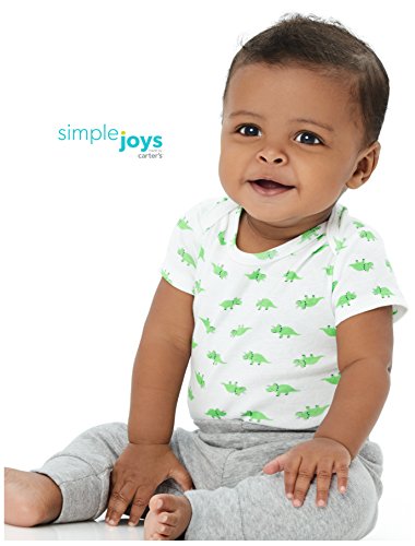 Simple Joys by Carter's Baby Boys 6-Pack Short-Sleeve Bodysuit, Blue/Grey, 12 Months