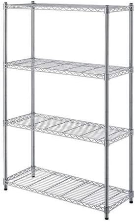 AIMCO 4 Shelf Heavy Duty Household Storage Organization Wire Rack Shelf, Chrome