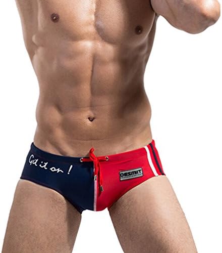 RUOYUCL Men's Rope Waist Swim Briefs Sexy Low Waist Trunks Block Color