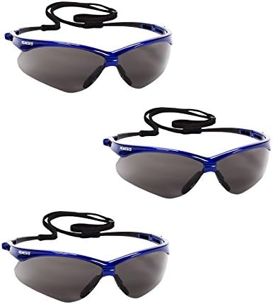 Kleenguard V30 47387 Nemesis Safety Glasses (3 Pair) (Metallic Blue Frame with Smoke Anti-Fog Lens)
