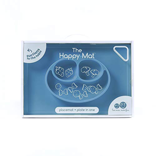 ezpz Happy Mat (Blue) 100 Silicone Suction Plate with Builtin