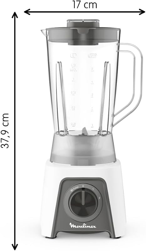 Liquidificador moulinex blendeo+ lm2c01 450 w, capacidade 1,5l, aço inoxidável, liquidificador de 2 velocidades, triturador de gelo, lâminas zelkrom resistentes, bloqueio inteligente