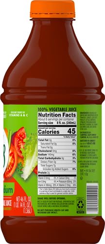 V8 LOW SODIUM SPICY HOT 100% VEGETABLE JUICE, 46 FL OZ BOTTLE