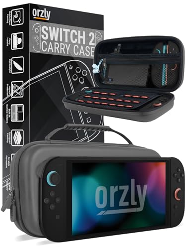 Orzly Tragetasche für die Nintendo Switch 2 (2025) Konsole, 7,9 Zoll Bildschirmschutz, Hartschalenetui mit intelligenter Aufbewahrung für Zubehör und Spiele, Ta