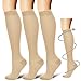Compression Socks,(3 pairs) Compression Sock for Women & Men - Best For Running, Athletic Sports, Crossfit, Flight Travel - Suits Nurses, Maternity Pregnancy, Shin Splints - Below Knee High, Nude, S/M