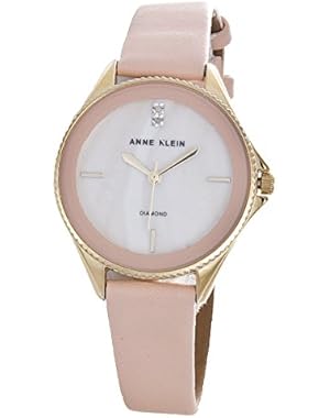 Women's Mother of Pearl Dial Pink Leather Strap Quartz Watch AK/2808PMLP