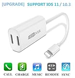 iPhone 7 Headphones Adapter, [Upgrade for IOS 10.3], iPhone 7 Plus Adapter, Dual Lightning Headphone Adapter Splitter for iPhone 7 / 7 Plus (white)