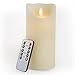 Gideon 7 Inch Flameless LED Candle - Real Wax & Real Flickering Candle Motion - with Remote On/Off - Vanilla Scented, Ivory