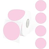 STARLIBOO 2 Inch Round Thermal Sticker Labels, Pale Pink, Self-Adhesive Direct Thermal Stickers, 600 Labels
