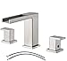 Waterfall Stainless Steel Two Handle Three Hole Widespread Bathroom Faucet, Brushed Nickel Bathroom Sink Faucet With Hoses
