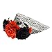 DDazzling Halloween Day of the Dead Floral Headband Festival Wear (Black and Red)