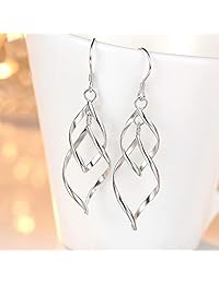 Juego de 6 pares de pendientes colgantes de plata dorada con flecos, para mujeres y niñas