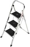 Hailo 4393-801 - Escabel plegable de aluminio (3 escalones con superficie antideslizante)