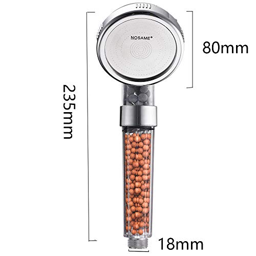 Nosame Ionic Shower Head with Replacement Hose and Holder, High