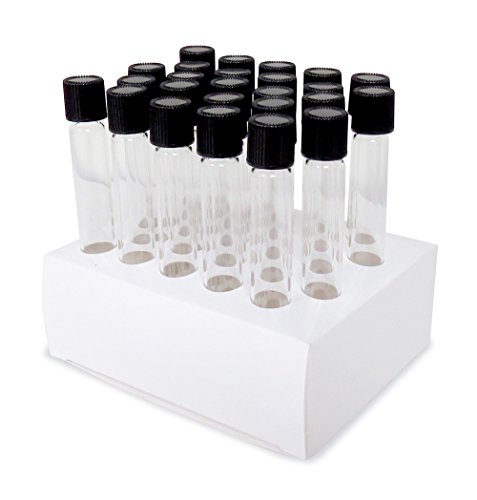 13x100mm, Test Tubes, Borosilicate Glass, Screw Top, Round Btm, 7ml Vol, With Caps and Cardboard Rack - Karter Scientific, 227N8 (Pack of 25)