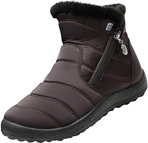 Joinfree womens winter short snow boots warm slip-on walking shoe…