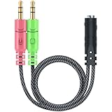 MillSO 3.5mm Jack Adapter - Y Splitter Audio Cable with Separate Microphone and Headphone Connector for PC, PS4 Gaming Headset- 20CM Black