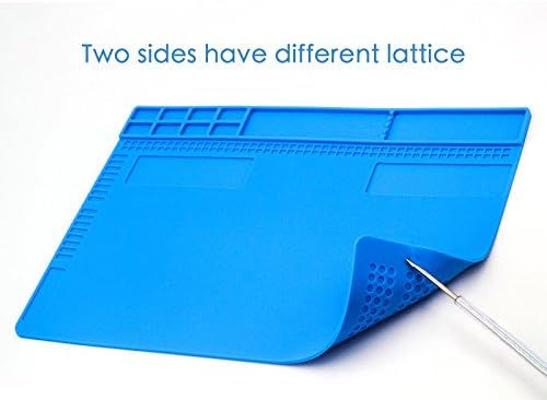 Repair Mat Upgated Silicone Heat Resistant 932°F Electronics Repair for Heat Gun Soldering mat for iPhone Circuit Board 13.8 x 9.8 Inches (Bule)