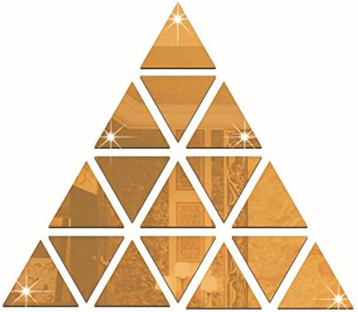 5CM Triangle Acrylic Mirror Wall Stickers, DIY Crystal Pyramid Wall Art 3D Acrylic Mirror wall mirror sticker 50pcs per lot By Heying (Gold)