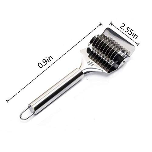 9.1x2.5x2.83in High Grade Stainless Steel Noodle Lattice Roller Docker Dough Cutter Pasta Spaghetti Maker,The Knife Wheel Can Cut Out 8 Noodles,for Kitchen Cooking Tools