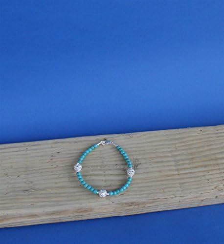 Round Bead Turquoise Bracelet, Solid Sterling Silver Dubrovnik Filigree Ball Bracelet *Exp Shipping