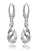 Sterling Silver 925 Drop and Dangle Moonlight Clear Blue Leverback Sparkling Earrings Dazzling with Imitation of Crystals