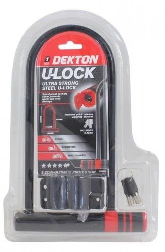 Dekton Steel U-Lock | Ultra Strong & Durable | Weather & Scratch Resistant |Quick Release Bracket| Includes 2 Keys | Ideal for Bikes, Scooters & Motorbikes | Secure Your Ride with Confidence