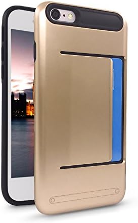 WINSAFE Cell Phone Wallet Case for iPhone 6/6S Plus, Vault Slim Shockproof with Credit Card &amp; ID Card Slot Protective Cover Case for iPhone 6/6S Plus 2015 5.5 inch (Golden)