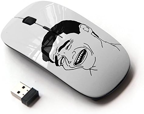KawaiiMouse [ Optical 2.4G Wireless Mouse ] Man Laughing Smile Art Black White Irony Quote