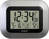 La Crosse Technology WT-8005U-S Atomic Digital Wall Clock with Indoor Temperature, Silver (Kitchen)