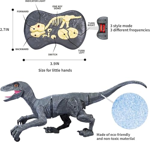 Juguetes de Dinosaurio para Niños, Dinosaurio Control Remoto de 2.4Ghz con Truco de Rotación de 360°, Dinosaurio Robot de Control Remoto con Luces y Rugidos, Regalos para Niños y Niñas de 3 a 8 Año