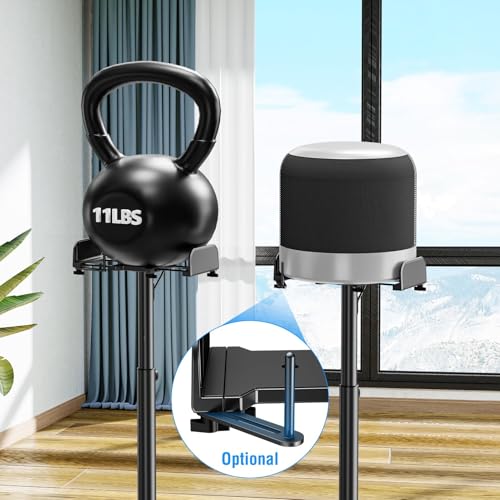 Homodoskey Speaker Stands Pair, 86-110cmHeight Adjustable,Cable Concealing, 1 Pair Spring-Loaded Plate Extends, For Satellites up to 5 kg Speaker Stand Floor, Universal Satellite & Bookshelf Speakers