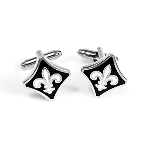 MRCUFF Fleur-de-LYS Fleur De Lis Black Blue Pairs Cufflinks in