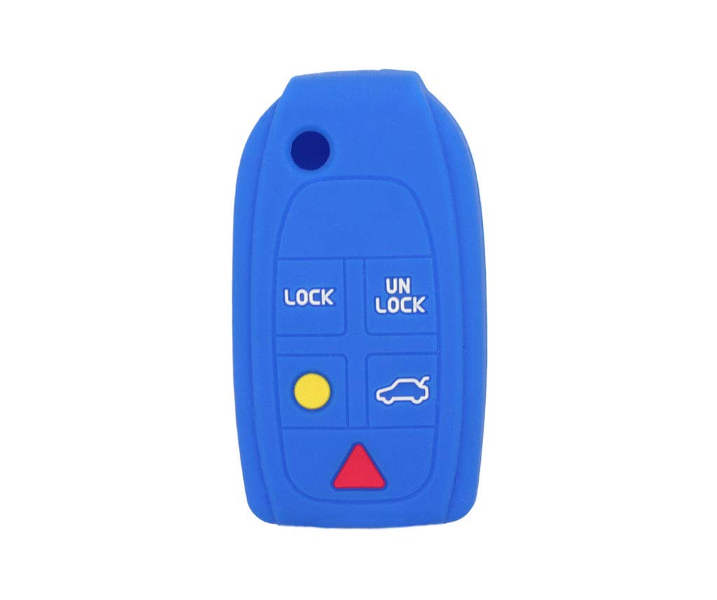 BROVACS Silicone Cover Protector Case Holder Skin Jacket Compatible with VOLVO 5 Button Flip Remote Key Fob CV4781 Deep Blue
