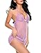 Avidlove Women Babydoll Lingerie Lace Chemise Halter Nightwear Teddy Dress (S, Purple(#5092))