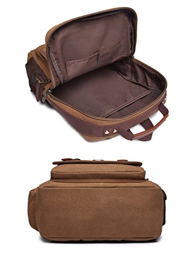 BEFAiR Unisex Middle Student Backpack Vintage Canvas Rucksack Travel Hiking Daypack Coffee