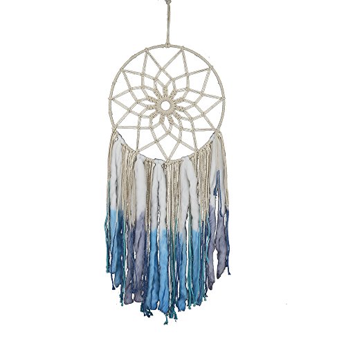 CHICIEVE Large Dream Catchers Tapestry Cotton Fabric Girls Bohemian Wall Hanging Home Decor for Bedroom Livingroom Indoor ~Diameter 13.8",Long 37.8" (Blue)