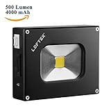 Portable Work Light: LOFTEK Outdoor LED Pocket Floodlight with 4000mAh USB Rechargeable Power Bank Function, Waterproof, 500lm, Black