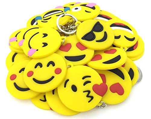 Emoji Keychains, OHill 40 Pack Top 8 Popular Emoji Emoticons Emoji Keyrings Emoji Party Favor Supplies Summer Camp Prizes Carnivals Classroom Rewards Party Favor Bags
