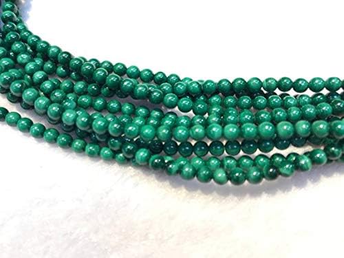 Earth Gems Park Beautiful Jewelry 4MM Malachite Round Beads, Length of Strand 15.5" top Quality, Natural Malachite Code-UK-6575