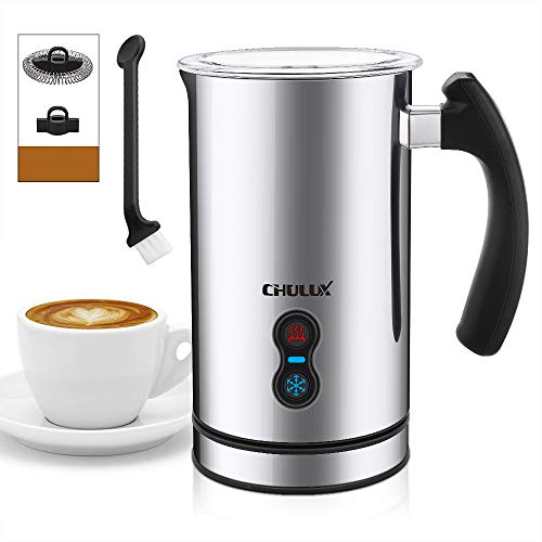 CHULUX Electric Milk Frother,Warmer and Heater 3-in-1 with Whisks,Soft Foam for Coffee,Cappuccino,Latte and Hot Chocolote,Auto Shut-Off and Strix Temperature Control