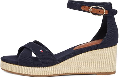 Donna Espadrillas Wedge Flag Criss-Cross Mid con Cinturino alla Caviglia, Blu (Space Blue), 40