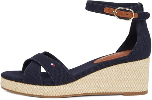 Donna Espadrillas Wedge Flag Criss-Cross Mid con Cinturino alla Caviglia, Blu (Space Blue), 40