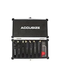 AccusizeTools- Juego de 7 piezas de herramientas de torno de carburo indexable de 1 2" en caja moldeada, # 2387 2004