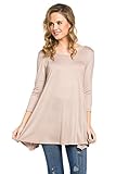Frumos Womens Tunic 3/4 Sleeve Round Neck Solid Tie Dye Tunic Top Made In USA