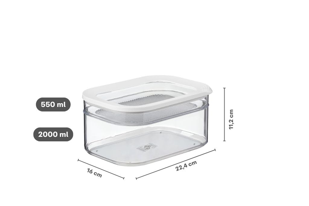 Mepal - Kühlschrankdose Modula - Kühlschrank Vorratsdose mit Deckel - Geeignet zur Aufbewahrung von Fleischprodukten und Käse - Aufbewahrung & Kühlschrankorganizer - 550 + 2000 ml - White 3