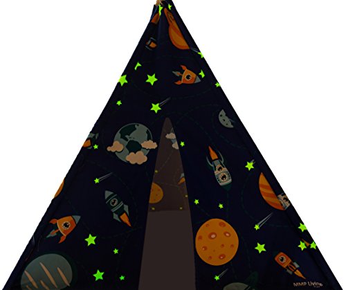 MMP Living Glow in the dark teepee style play tent - 100% cotton canvas - over 5 1/2 feet tall