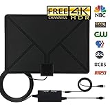 60 Mile HD TV Antenna, Bestrillion Indoor Digital TV Antenna with Detachable Signal Amplifier Booster for 1080P Free Channels VHF UHF High Reception Long Range with 10FT Coaxial Cable - Black/White